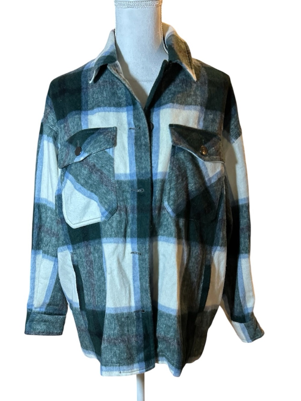 Zara Green & White Plaid Shacket